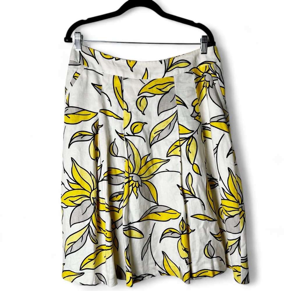 Style & Co - Women’s Linen Knee Length Skirt Yellow White - Sz. 10